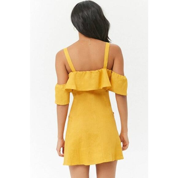 Forever 21 Linen Button Down Mini Dress Medium - Picture 7 of 11